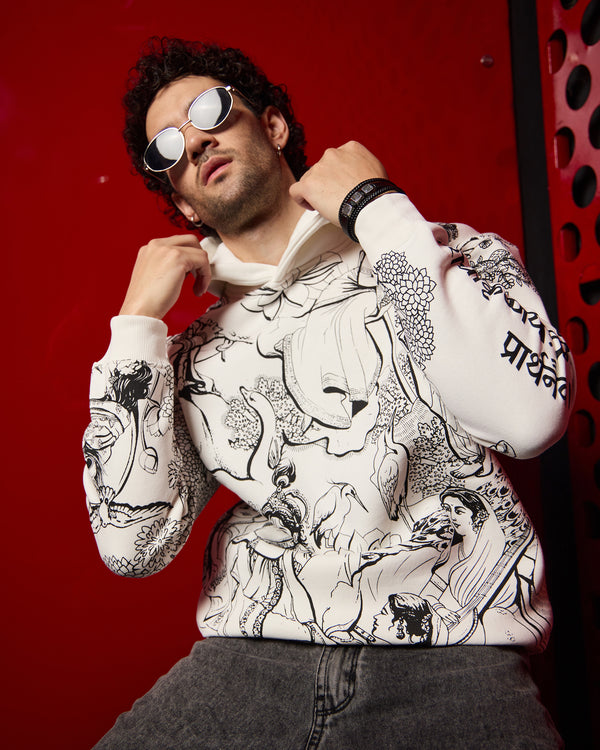 Krishna Vrindavan Leela All-Over Printed Hoodie