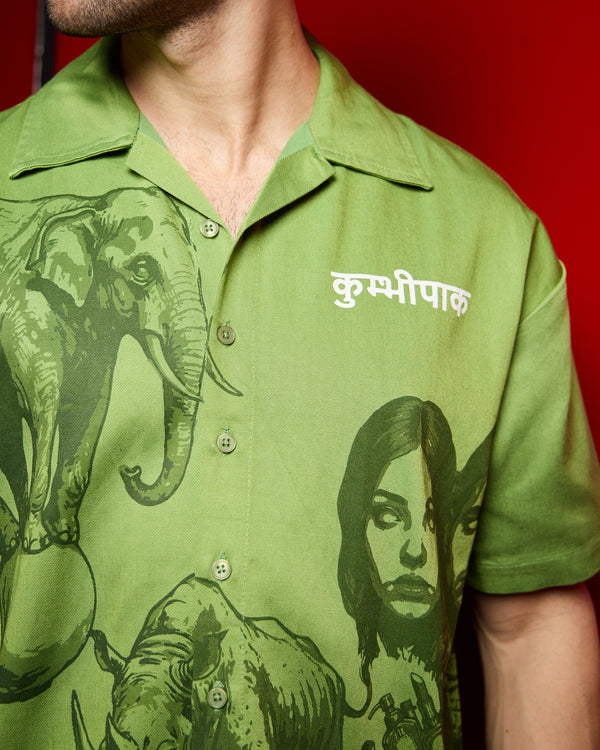 Kumbhipakam – Mythology Graphic Cuban Collar Shirt