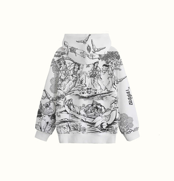 Krishna Vrindavan Leela All-Over Printed Hoodie