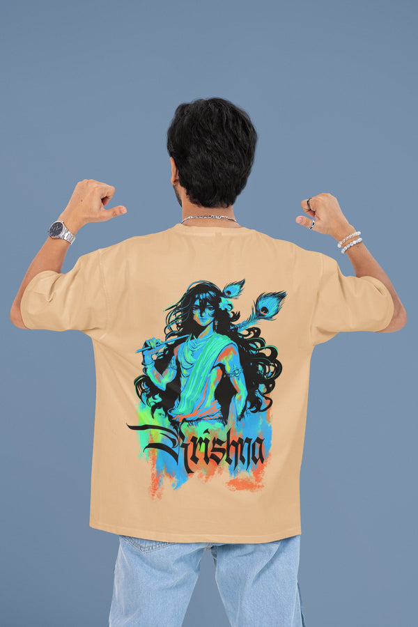 "Krishna Divine Vibe" Oversized T-Shirt – Soft Cotton Spiritual Wear