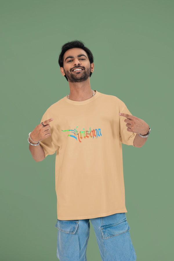 "Krishna Divine Vibe" Oversized T-Shirt – Soft Cotton Spiritual Wear