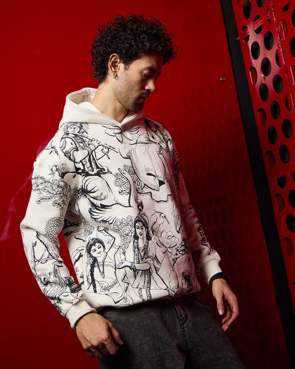 Krishna Vrindavan Leela All-Over Printed Hoodie