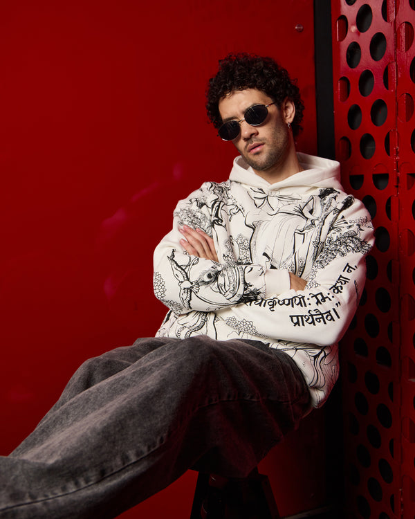 Krishna Vrindavan Leela All-Over Printed Hoodie